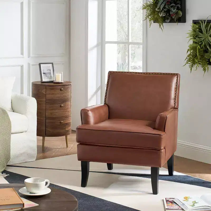 Fauteuil d'appoint rembourré en bois, couleur Céladon