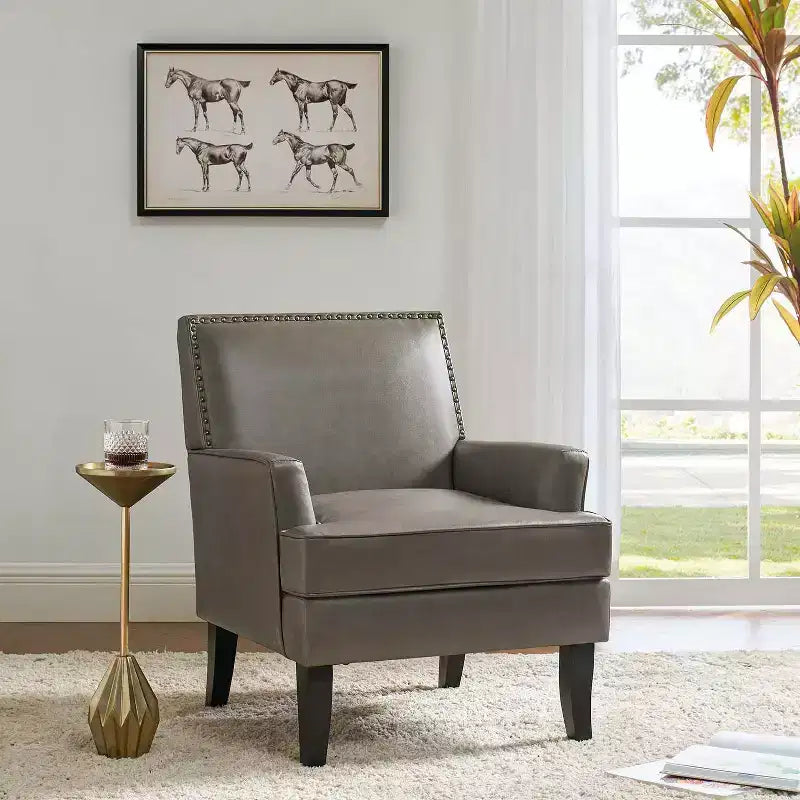Fauteuil d'appoint rembourré en bois, couleur Céladon