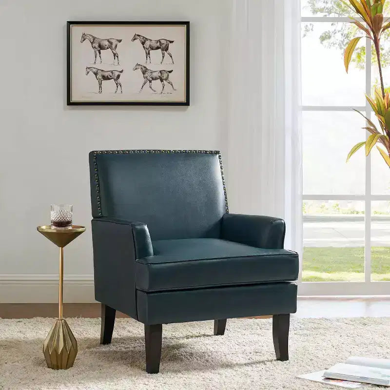 Fauteuil d'appoint rembourré en bois, couleur Céladon