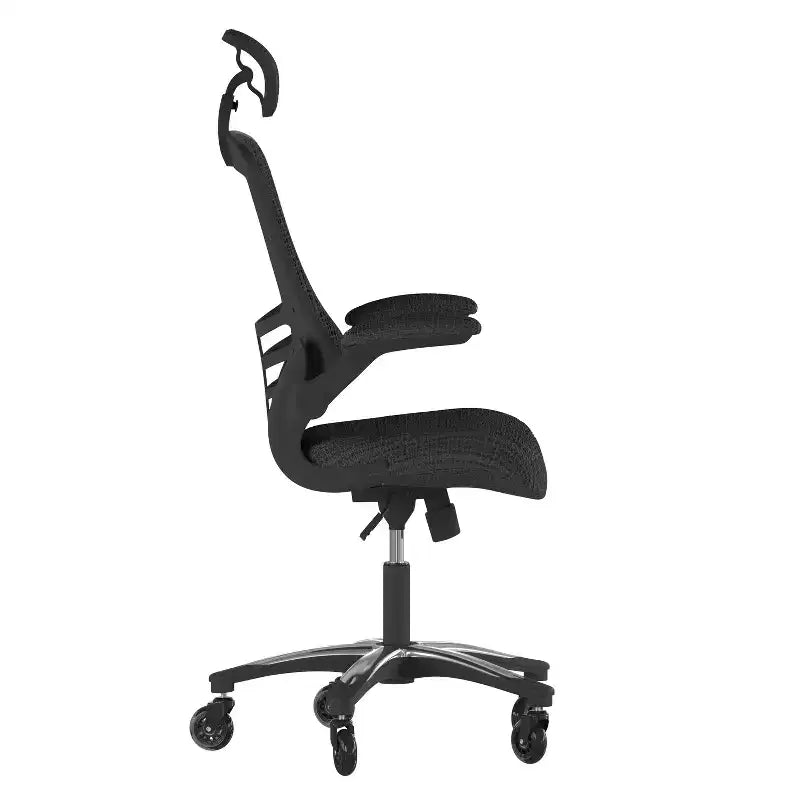 Fauteuil de bureau ergonomique à dossier haut en maille noire avec fonction pivotante