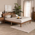 Lit plate-forme en bois avec station de recharge Noyer Marron