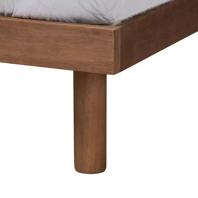 Lit plate-forme en bois avec station de recharge Noyer Marron