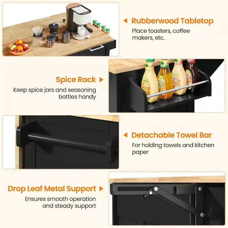 Îlot de cuisine roulant avec armoire de rangement