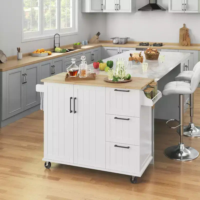 Îlot de cuisine roulant avec armoire de rangement