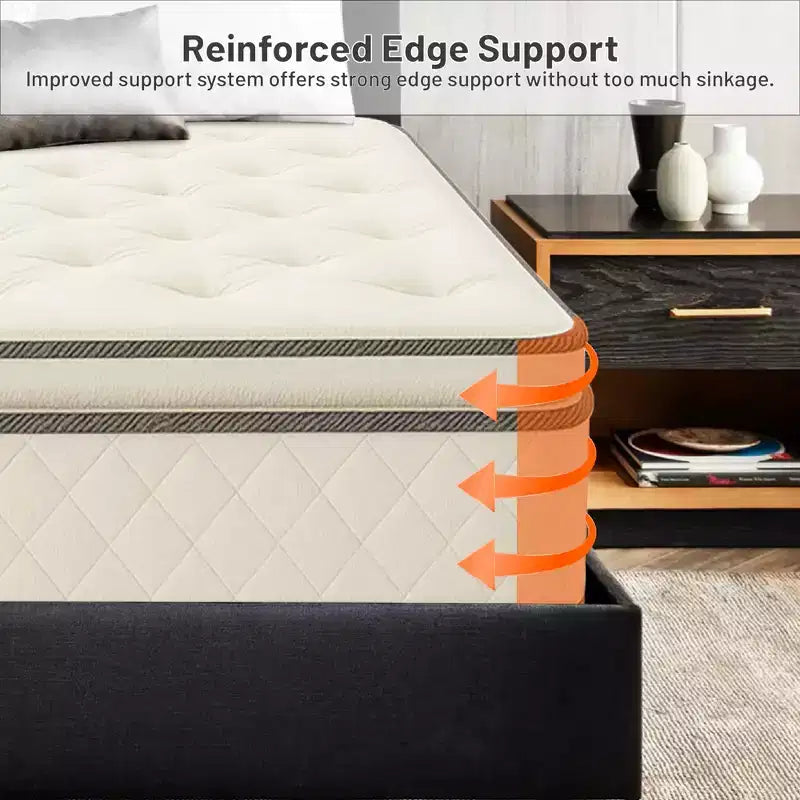 Matelas hybride simple face à plateau-coussin et fermeté moyenne