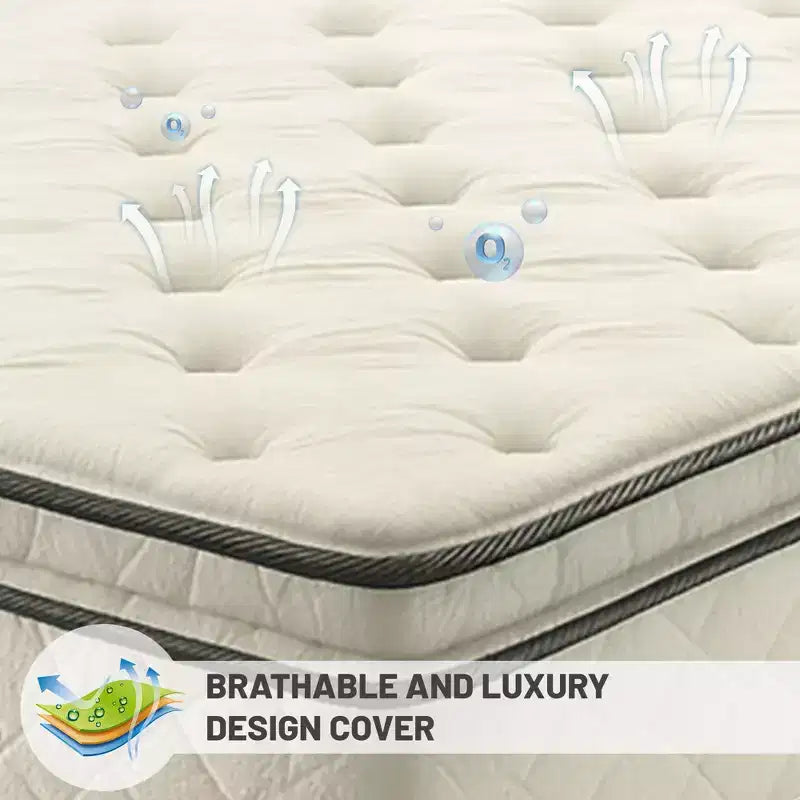 Matelas hybride simple face à plateau-coussin et fermeté moyenne