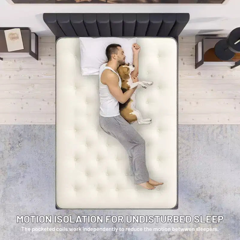 Matelas hybride simple face à plateau-coussin et fermeté moyenne