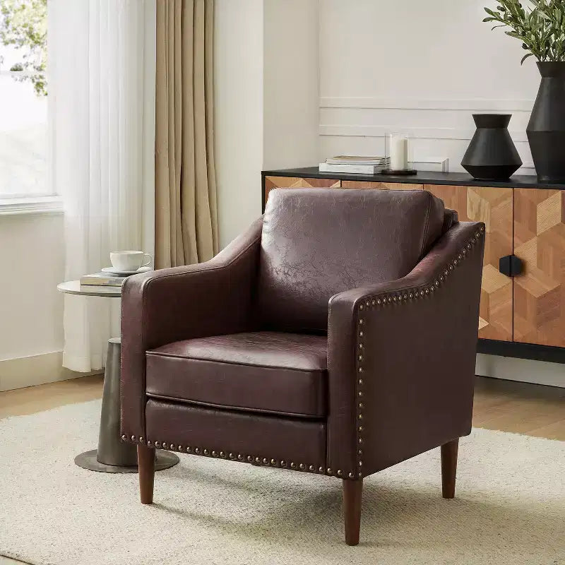 Fauteuil en cuir végane de transition avec coussin d'assise amovible