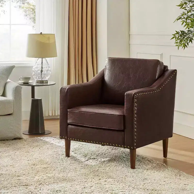 Fauteuil en cuir végane de transition avec coussin d'assise amovible