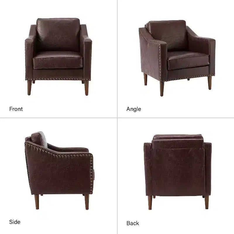 Fauteuil en cuir végane de transition avec coussin d'assise amovible