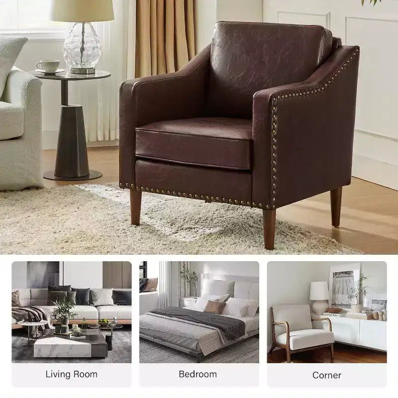 Fauteuil en cuir végane de transition avec coussin d'assise amovible