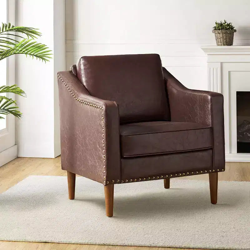 Fauteuil en cuir végane de transition avec coussin d'assise amovible