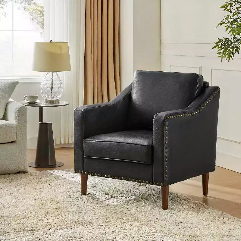 Fauteuil en cuir végane de transition avec coussin d'assise amovible