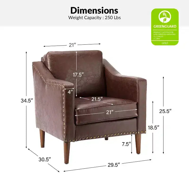 Fauteuil en cuir végane de transition avec coussin d'assise amovible