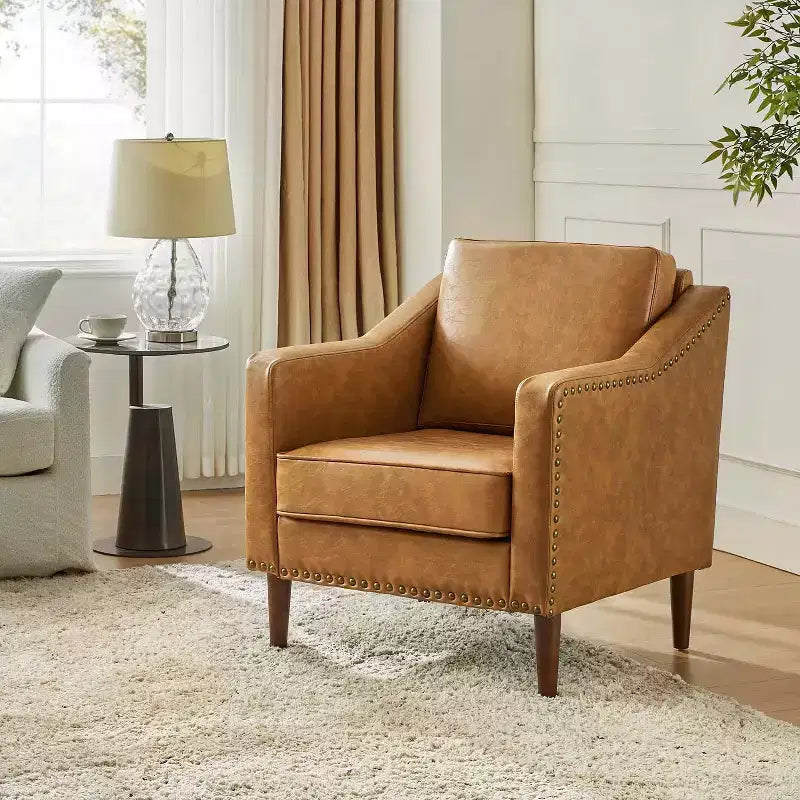 Fauteuil en cuir végane de transition avec coussin d'assise amovible
