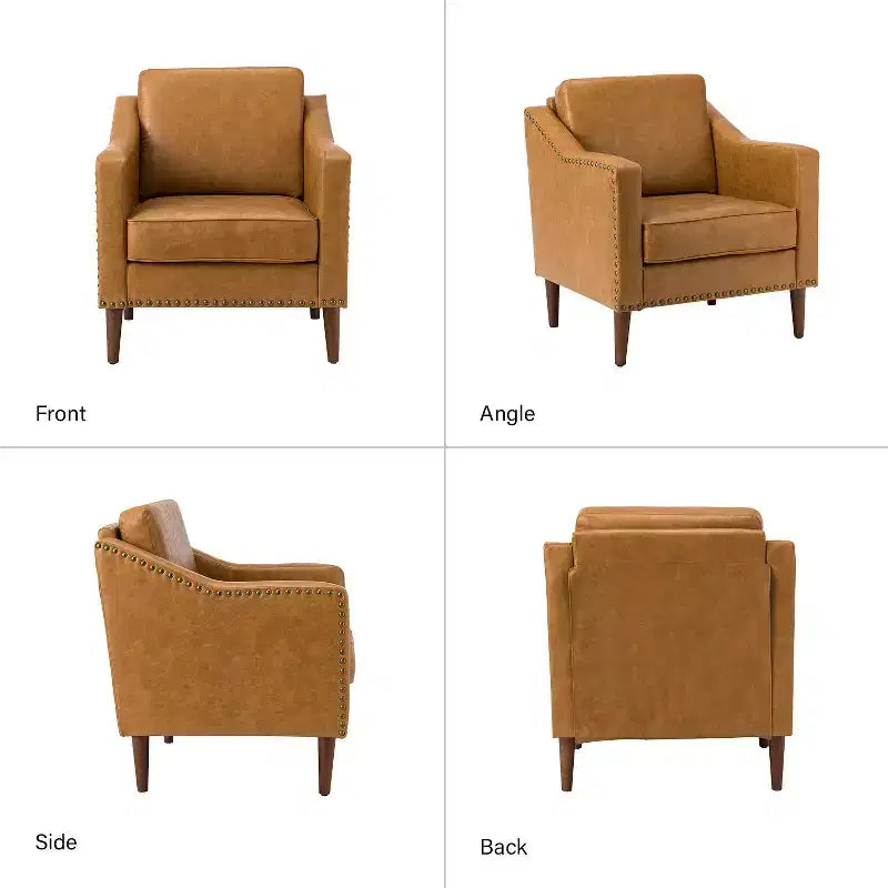 Fauteuil en cuir végane de transition avec coussin d'assise amovible