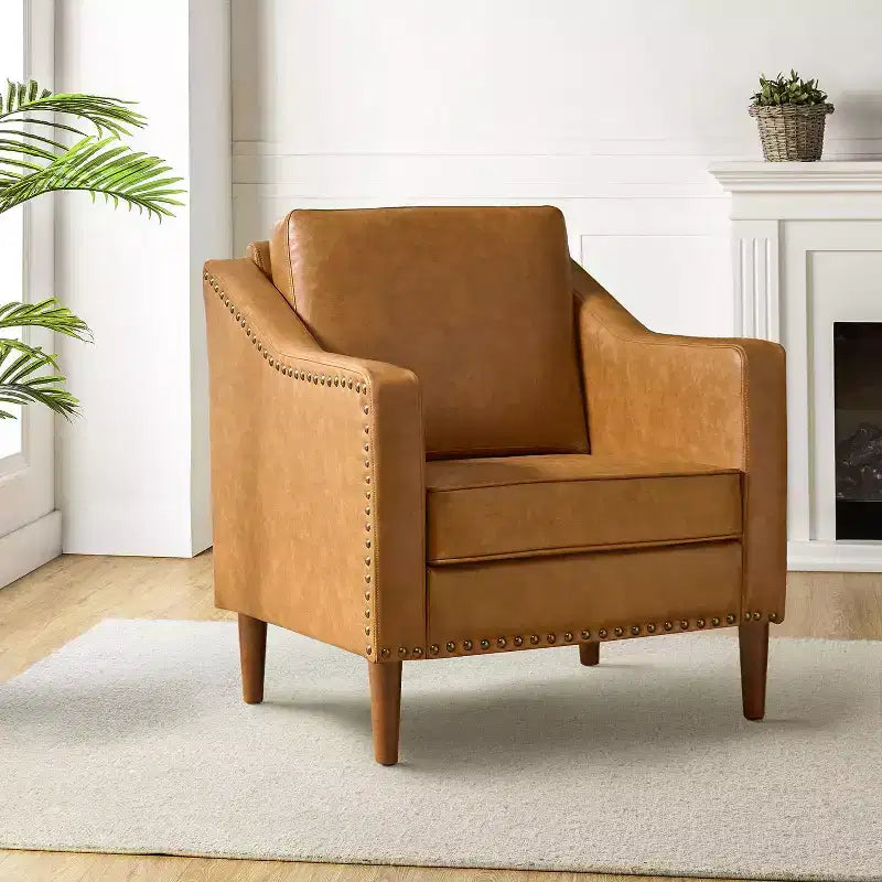 Fauteuil en cuir végane de transition avec coussin d'assise amovible