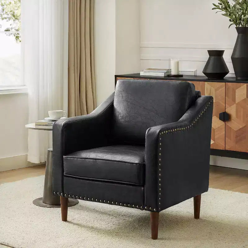 Fauteuil en cuir végane de transition avec coussin d'assise amovible