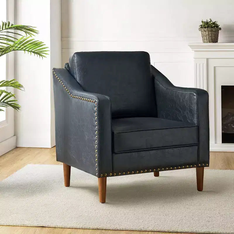 Fauteuil en cuir végane de transition avec coussin d'assise amovible