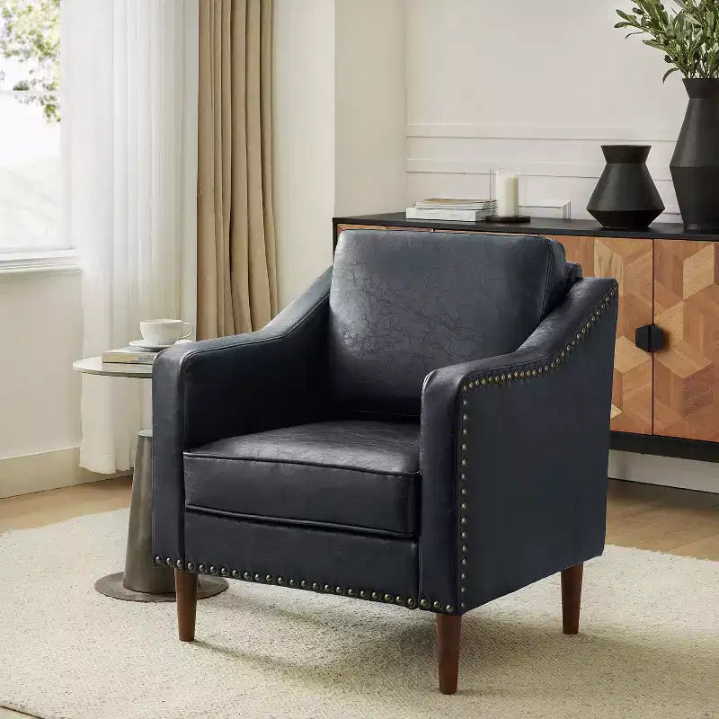 Fauteuil en cuir végane de transition avec coussin d'assise amovible