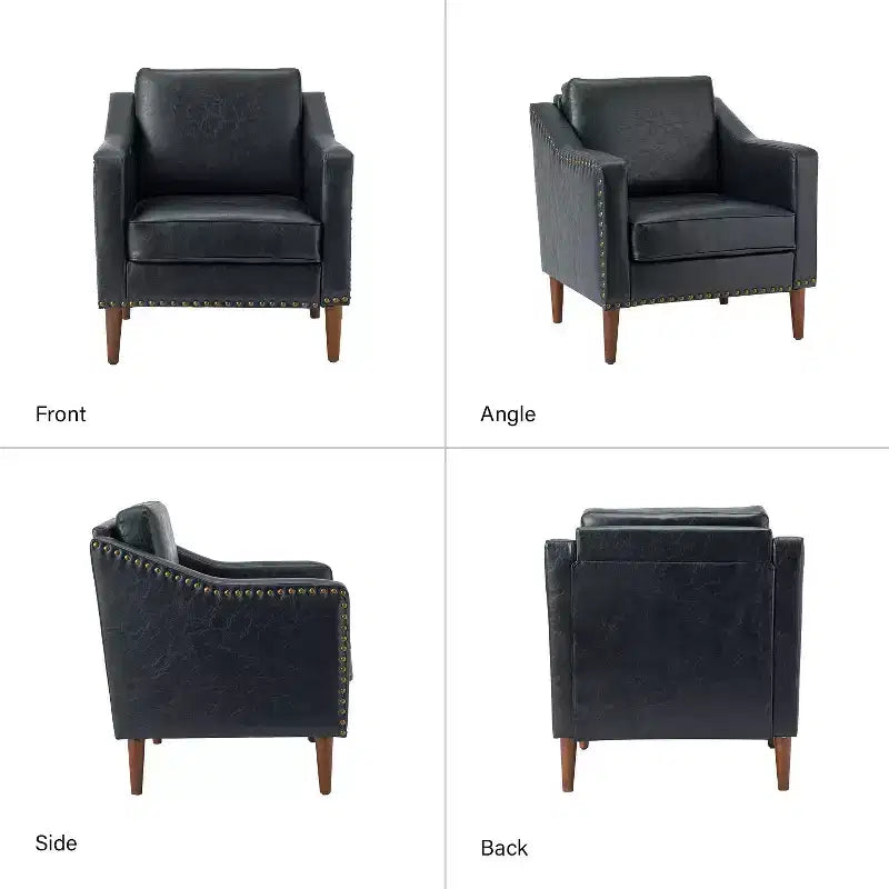 Fauteuil en cuir végane de transition avec coussin d'assise amovible
