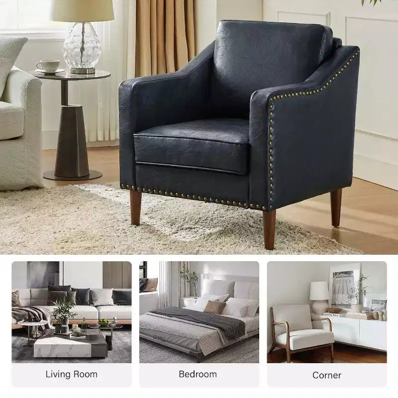 Fauteuil en cuir végane de transition avec coussin d'assise amovible