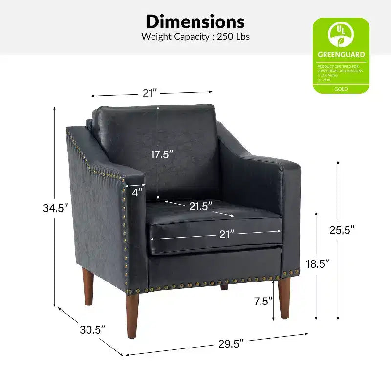 Fauteuil en cuir végane de transition avec coussin d'assise amovible