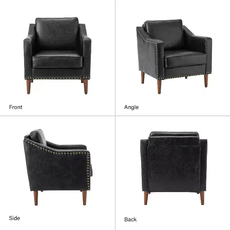 Fauteuil en cuir végane de transition avec coussin d'assise amovible