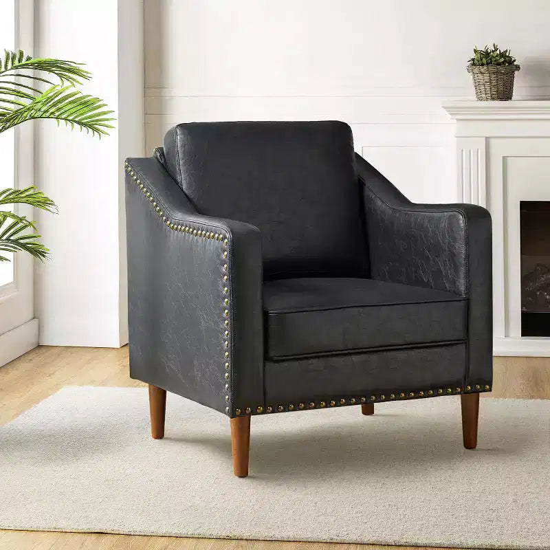 Fauteuil en cuir végane de transition avec coussin d'assise amovible