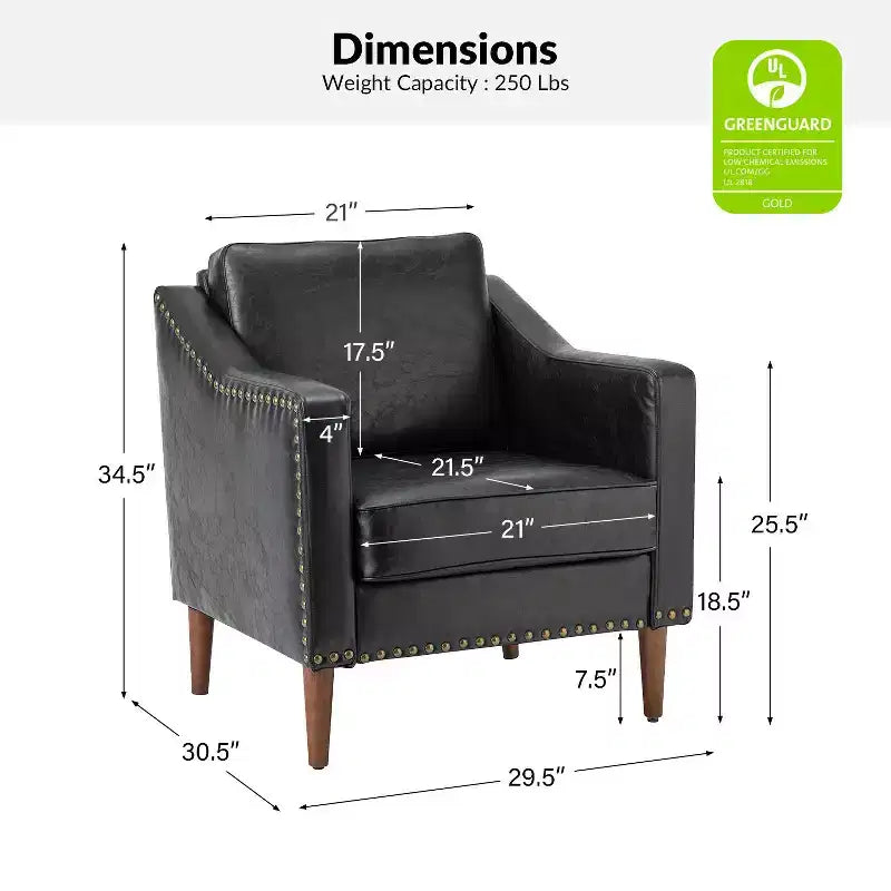 Fauteuil en cuir végane de transition avec coussin d'assise amovible