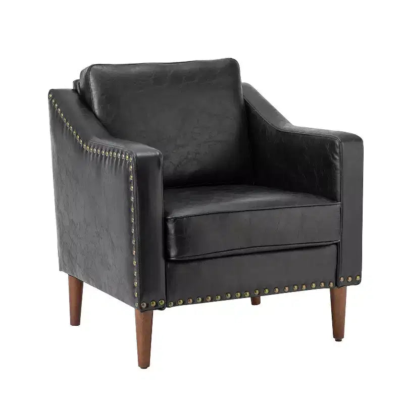 Fauteuil en cuir végane de transition avec coussin d'assise amovible