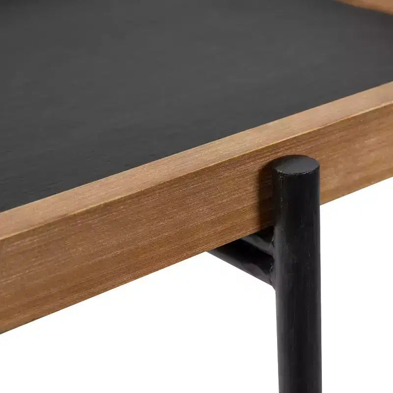 Table d'appoint rectangulaire en métal marron rustique et noir
