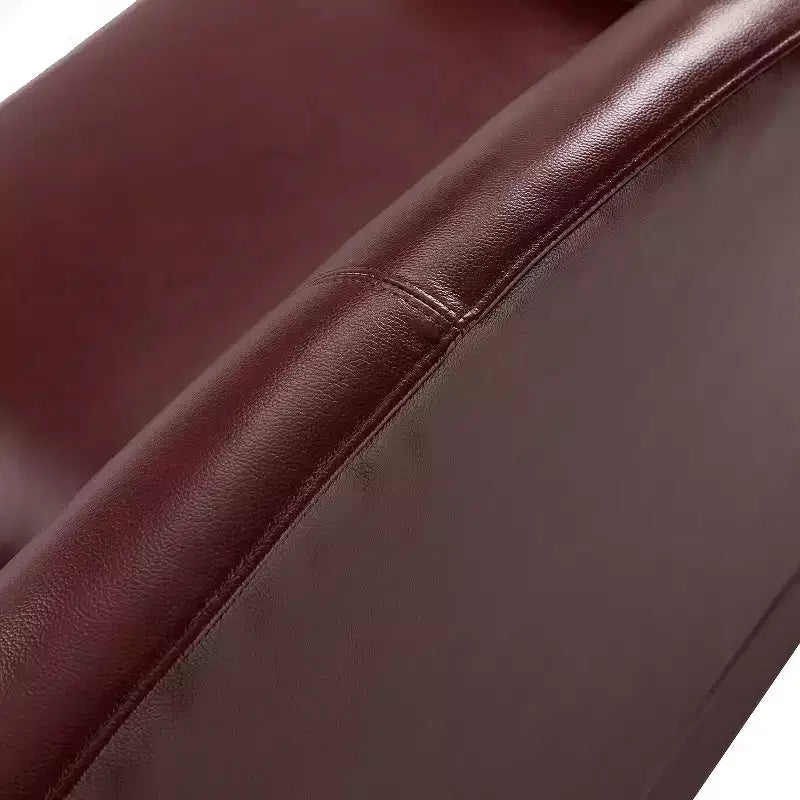 Grand canapé en cuir véritable avec pieds coniques en bois massif