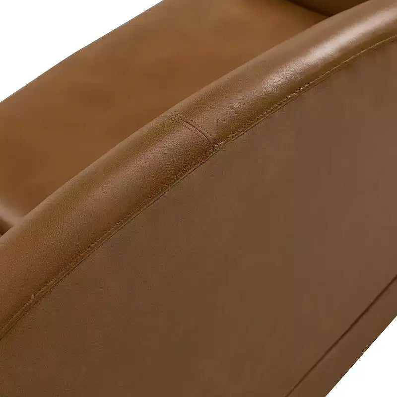 Grand canapé en cuir véritable avec pieds coniques en bois massif