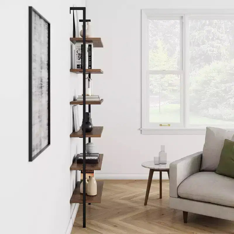 Étagère murale échelle 6 niveaux en bois