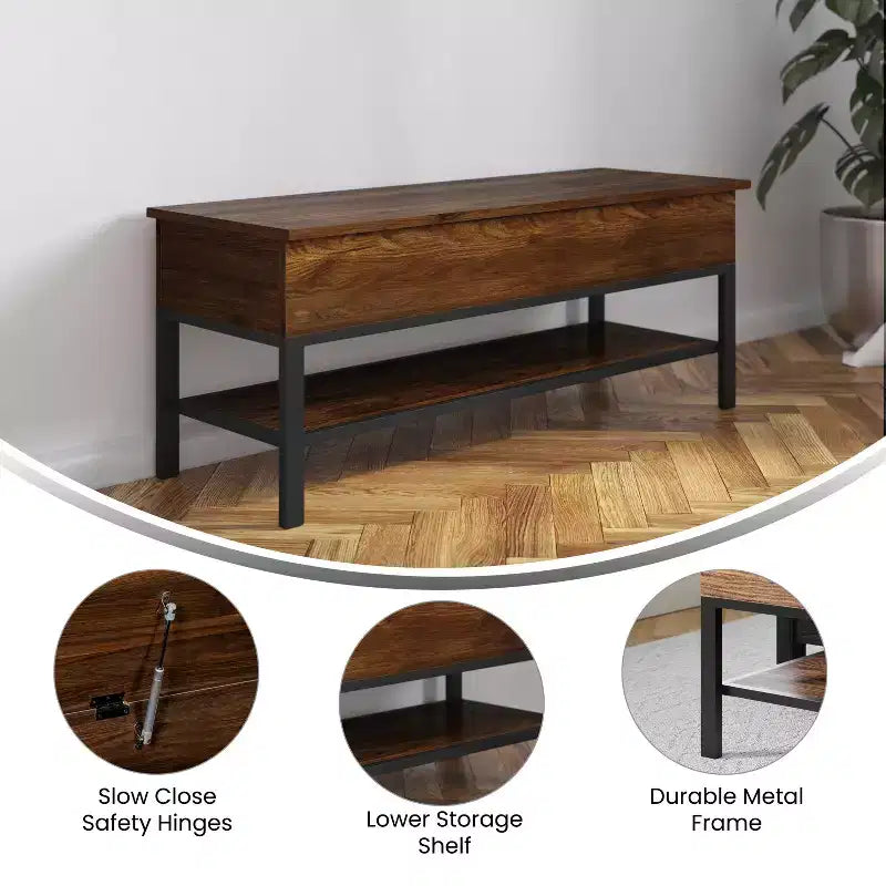 Banc d'entrée de ferme avec siège à charnière relevable
