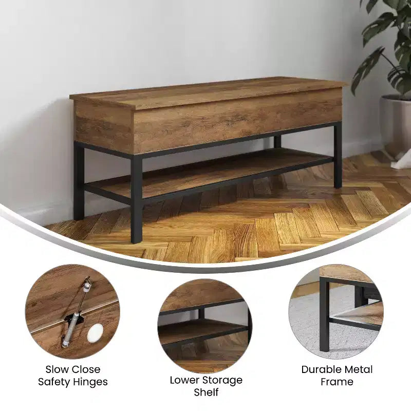 Banc d'entrée de ferme avec siège à charnière relevable