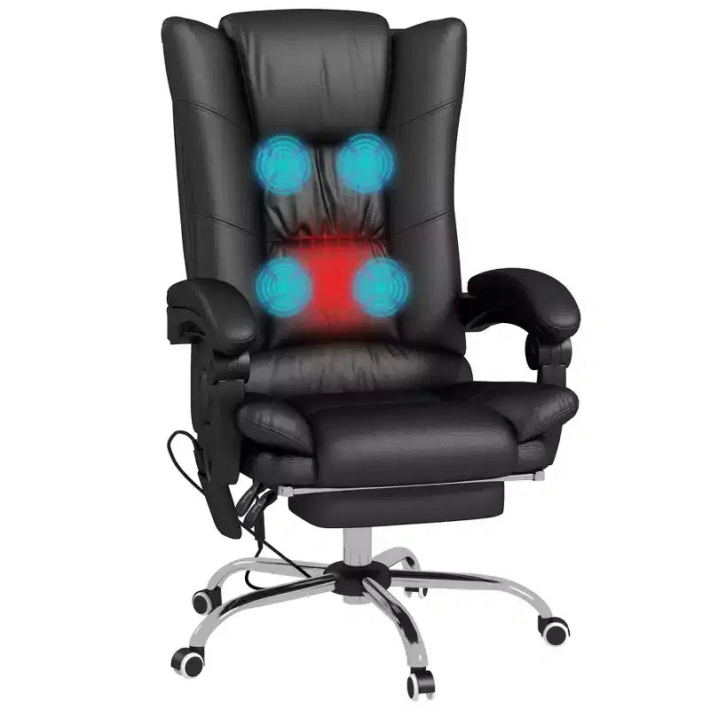 Fauteuil de bureau massant par vibrations en cuir PU, chaise d'ordinateur confortable