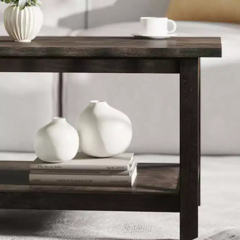Table basse en bois massif style ferme