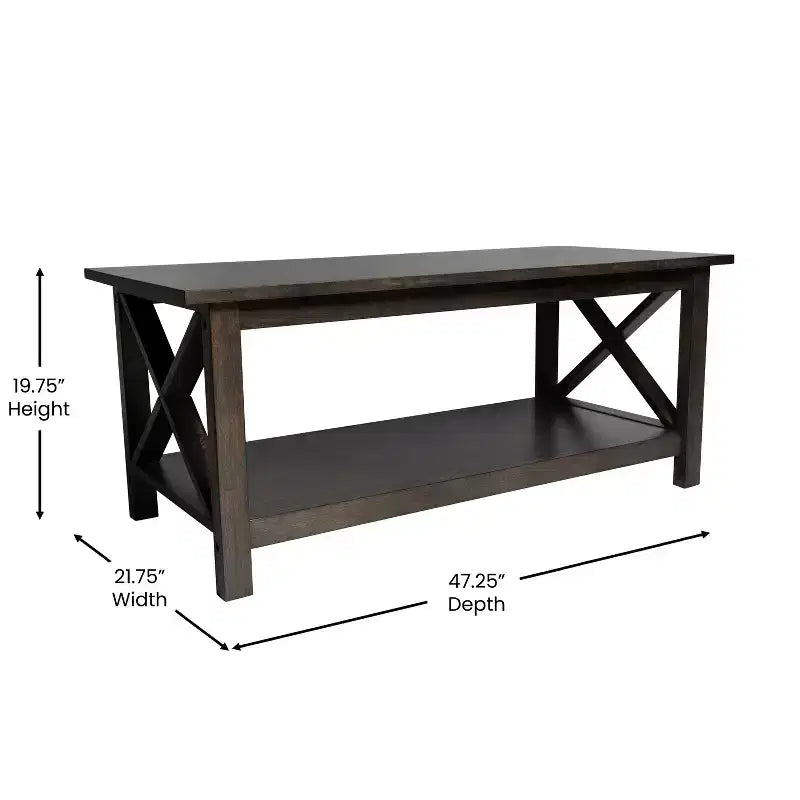Table basse en bois massif style ferme