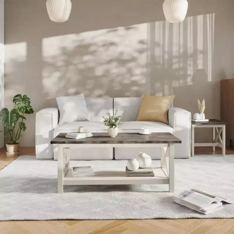 Table basse en bois massif style ferme