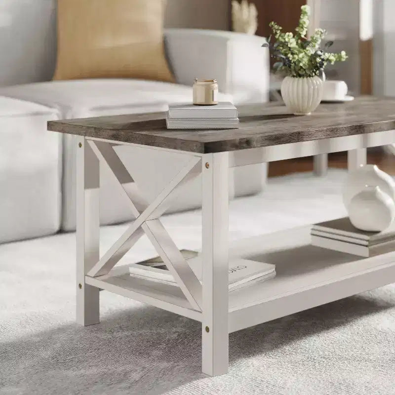 Table basse en bois massif style ferme