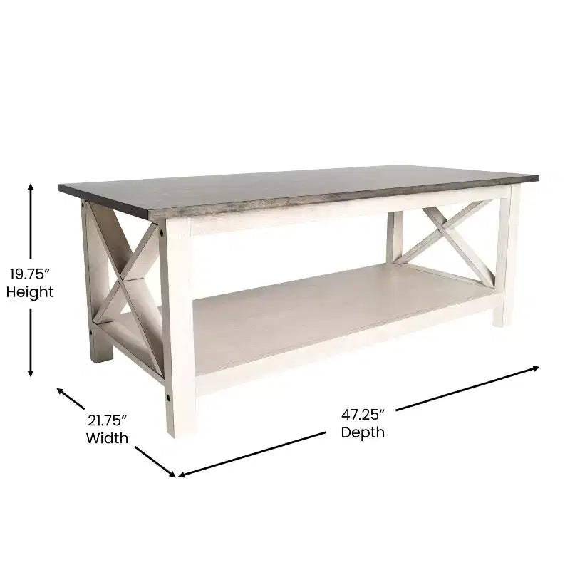Table basse en bois massif style ferme