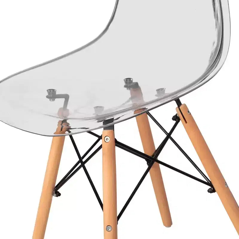 Chaise de salle à manger de style Mid-Century Modern, coque en plastique transparent, chaise d'appoint