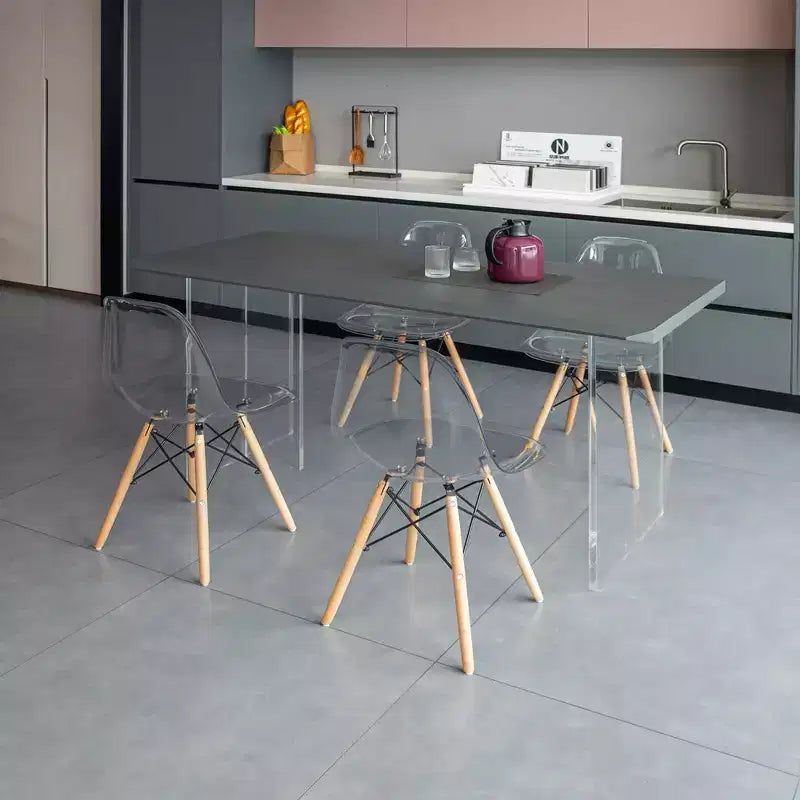 Chaise de salle à manger de style Mid-Century Modern, coque en plastique transparent, chaise d'appoint