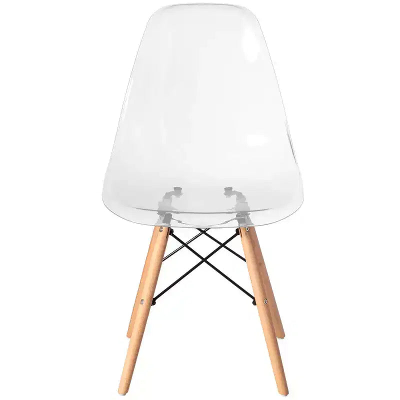 Chaise de salle à manger de style Mid-Century Modern, coque en plastique transparent, chaise d'appoint