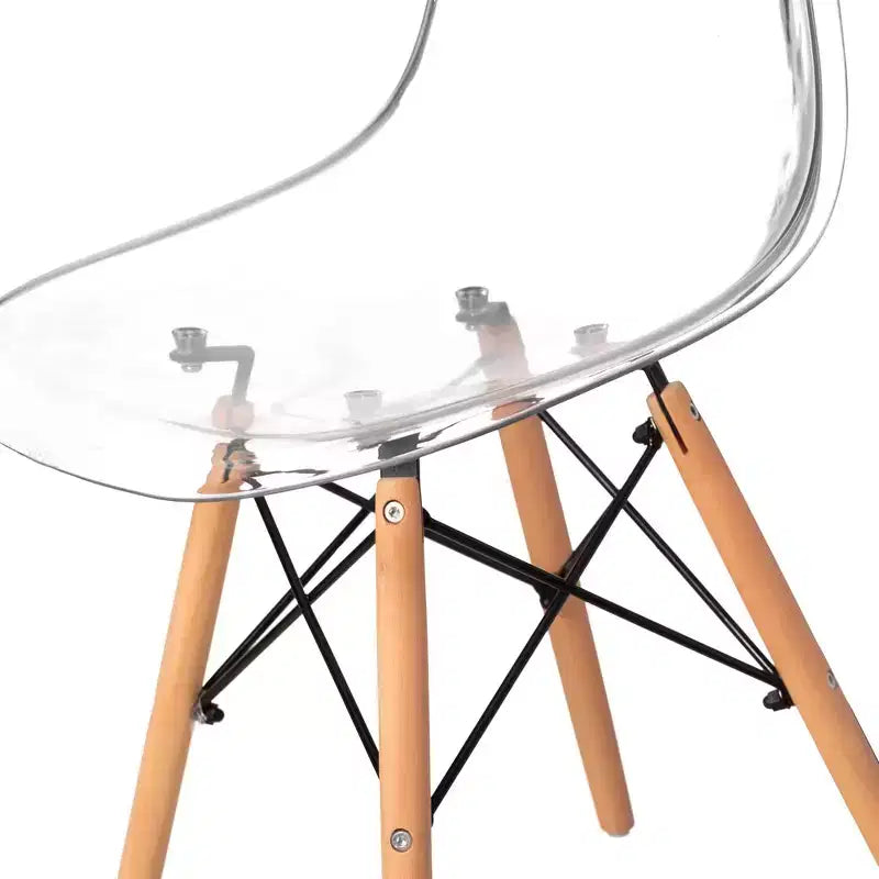 Chaise de salle à manger de style Mid-Century Modern, coque en plastique transparent, chaise d'appoint