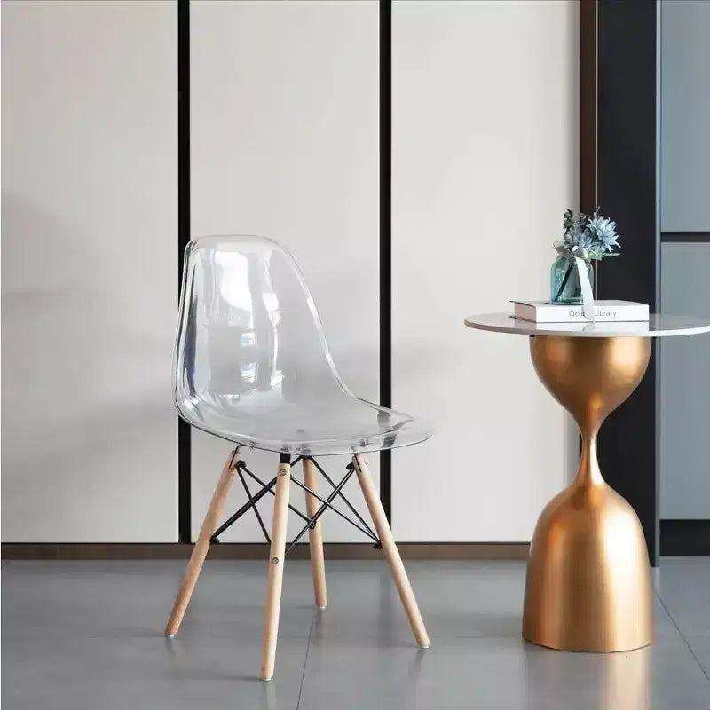 Chaise de salle à manger de style Mid-Century Modern, coque en plastique transparent, chaise d'appoint