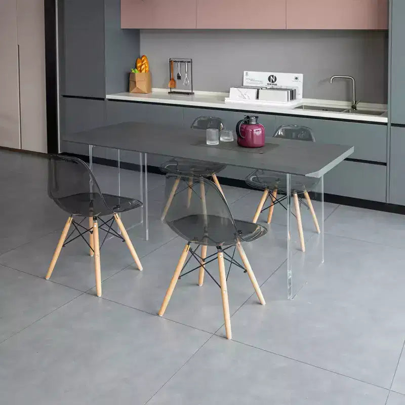 Chaise de salle à manger de style Mid-Century Modern, coque en plastique transparent, chaise d'appoint