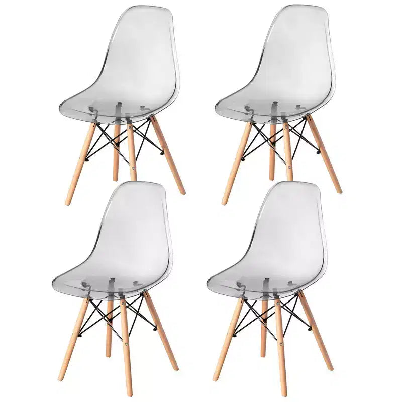 Chaise de salle à manger de style Mid-Century Modern, coque en plastique transparent, chaise d'appoint
